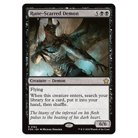 Rune-Scarred Demon 0184 card from the Magic The Gathering set Foundations