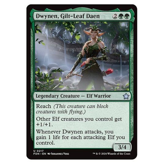 Dwynen, Gilt-Leaf Daen 0217 card from the Magic The Gathering set Foundations