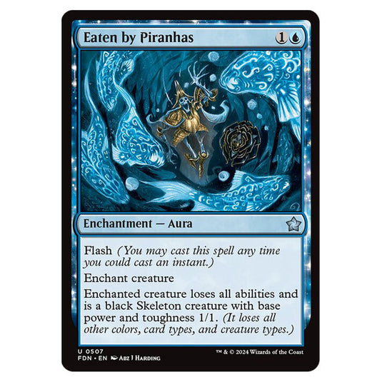 Eaten by Piranhas 0507 card from the Magic The Gathering set Foundations