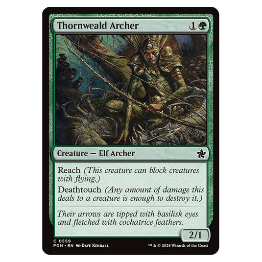 Thornweald Archer 0559 card from the Magic The Gathering set Foundations