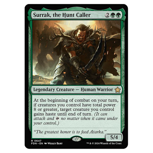 Surrak, the Hunt Caller 0647 card from the Magic The Gathering set Foundations