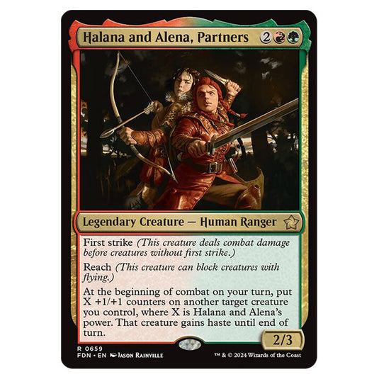 Halana and Alena, Partners 0659 card from the Magic The Gathering set Foundations
