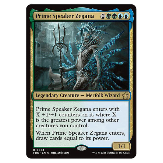 Prime Speaker Zegana 0664 card from the Magic The Gathering set Foundations