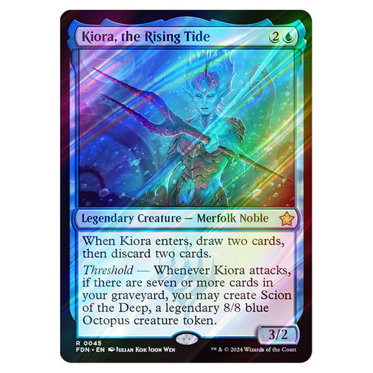 Kiora, the Rising Tide 0045 card from the Magic The Gathering set Foundations