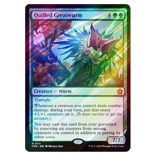 Quilled Greatwurm 0111 card from the Magic The Gathering set Foundations