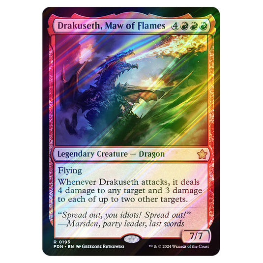 Drakuseth, Maw of Flames 0193 card from the Magic The Gathering set Foundations