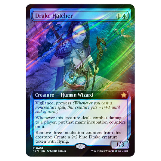 Drake Hatcher 0452 card from the Magic The Gathering set Foundations