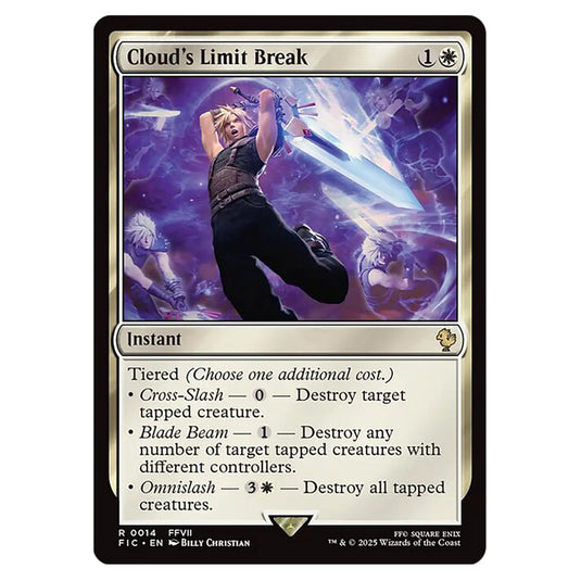 Cloud's Limit Break 0014 card from the Magic The Gathering set Universes Beyond - Final Fantasy - Commander