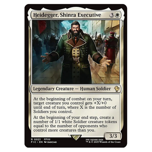 Heidegger, Shinra Executive 0021 card from the Magic The Gathering set Universes Beyond - Final Fantasy - Commander