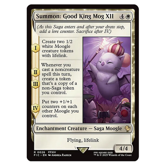 Summon: Good King Mog XII 0026 card from the Magic The Gathering set Universes Beyond - Final Fantasy - Commander