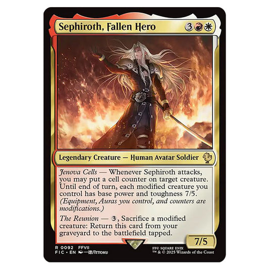 Sephiroth, Fallen Hero 0092 card from the Magic The Gathering set Universes Beyond - Final Fantasy - Commander