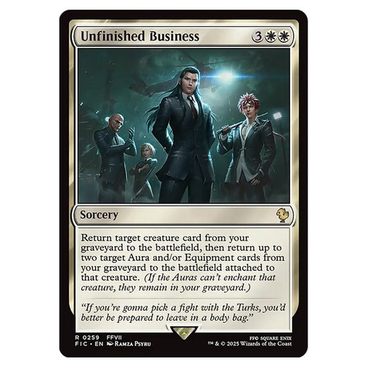 Unfinished Business 0259 card from the Magic The Gathering set Universes Beyond - Final Fantasy - Commander