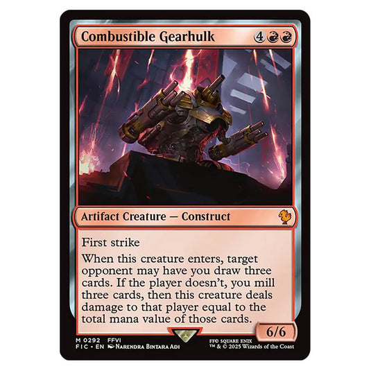Combustible Gearhulk 0292 card from the Magic The Gathering set Universes Beyond - Final Fantasy - Commander