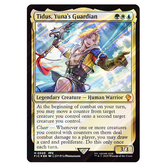Tidus, Yuna's Guardian 0005 card from the Magic The Gathering set Universes Beyond - Final Fantasy - Commander