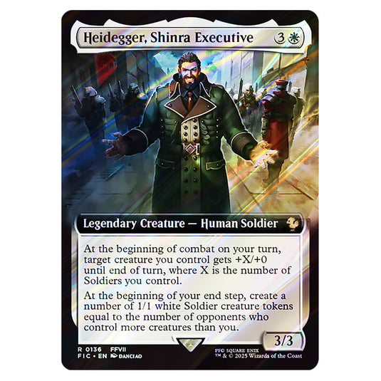 Heidegger, Shinra Executive 0136 card from the Magic The Gathering set Universes Beyond - Final Fantasy - Commander