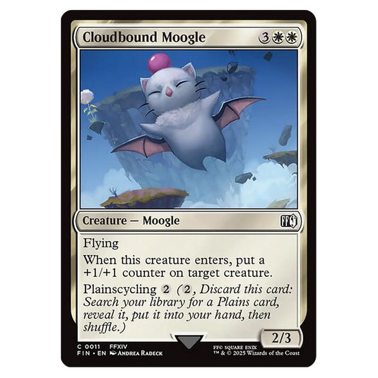 Cloudbound Moogle 0011 card from the Magic The Gathering set Universes Beyond - Final Fantasy