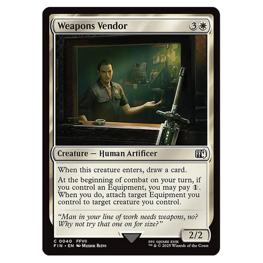 Weapons Vendor 0040 card from the Magic The Gathering set Universes Beyond - Final Fantasy