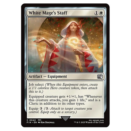 White Mage's Staff 0042 card from the Magic The Gathering set Universes Beyond - Final Fantasy