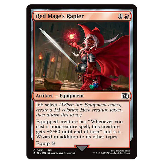 Red Mage's Rapier 0152 card from the Magic The Gathering set Universes Beyond - Final Fantasy