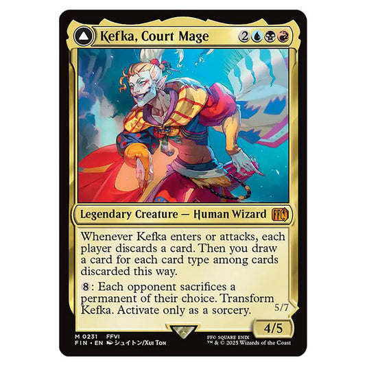 Kefka, Court Mage // Kefka, Ruler of Ruin 0231 card from the Magic The Gathering set Universes Beyond - Final Fantasy