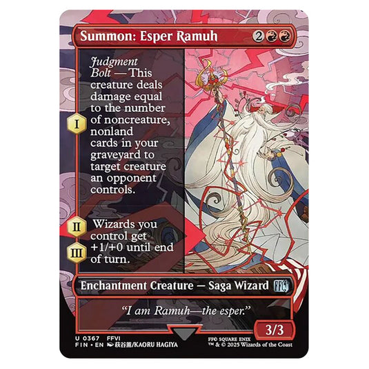 Summon: Esper Ramuh 0367 card from the Magic The Gathering set Universes Beyond - Final Fantasy