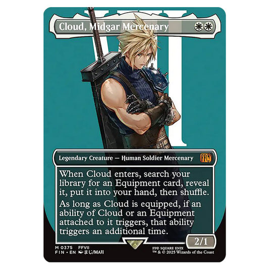 Cloud, Midgar Mercenary 0375 card from the Magic The Gathering set Universes Beyond - Final Fantasy