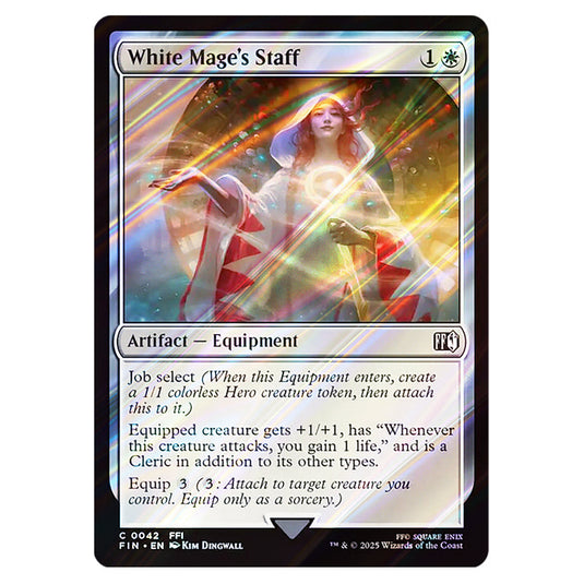 White Mage's Staff 0042 card from the Magic The Gathering set Universes Beyond - Final Fantasy