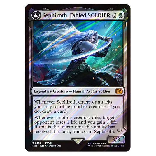 Sephiroth, Fabled SOLDIER // Sephiroth, One-Winged Angel 0115 card from the Magic The Gathering set Universes Beyond - Final Fantasy