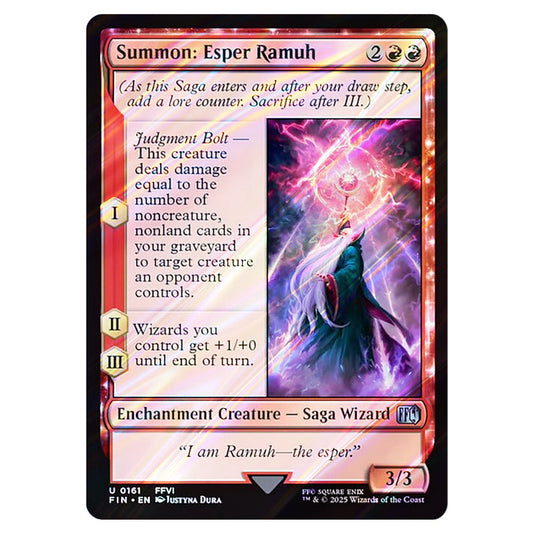 Summon: Esper Ramuh 0161 card from the Magic The Gathering set Universes Beyond - Final Fantasy