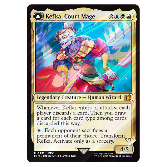 Kefka, Court Mage // Kefka, Ruler of Ruin 0231 card from the Magic The Gathering set Universes Beyond - Final Fantasy