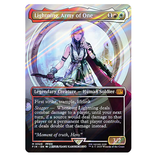 Lightning, Army of One 0320 card from the Magic The Gathering set Universes Beyond - Final Fantasy