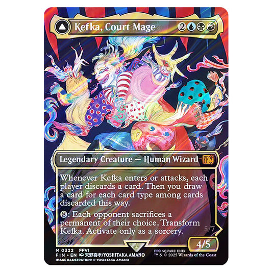 Kefka, Court Mage // Kefka, Ruler of Ruin 0322 card from the Magic The Gathering set Universes Beyond - Final Fantasy
