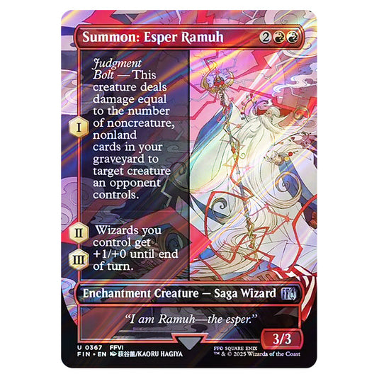 Summon: Esper Ramuh 0367 card from the Magic The Gathering set Universes Beyond - Final Fantasy