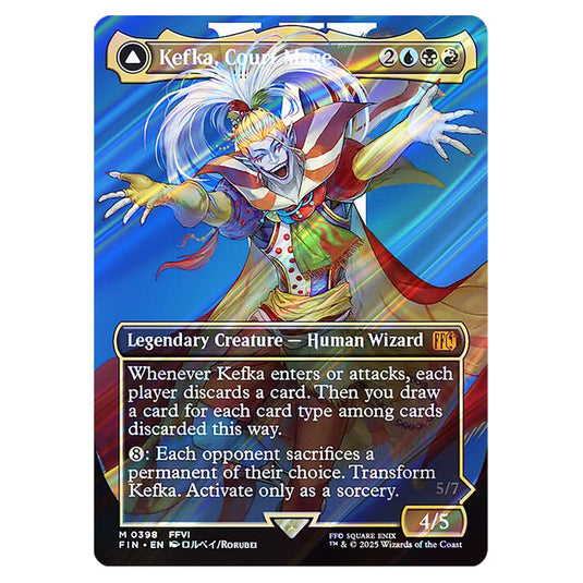 Kefka, Court Mage // Kefka, Ruler of Ruin 0398 card from the Magic The Gathering set Universes Beyond - Final Fantasy