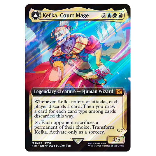 Kefka, Court Mage // Kefka, Ruler of Ruin 0496 card from the Magic The Gathering set Universes Beyond - Final Fantasy