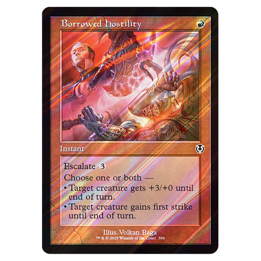Borrowed Hostility 396 card from the Magic The Gathering set Innistrad Remastered