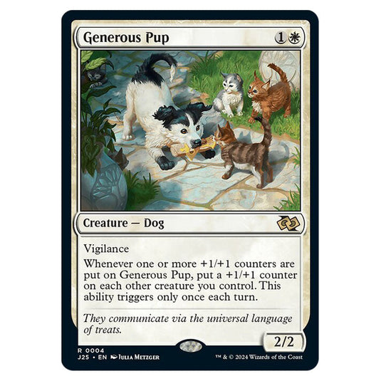 Generous Pup 0004 card from the Magic The Gathering set Foundations Jumpstart