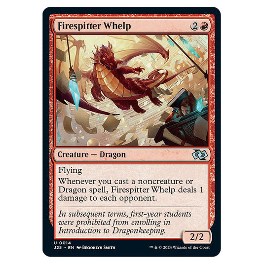 Firespitter Whelp 0014 card from the Magic The Gathering set Foundations Jumpstart