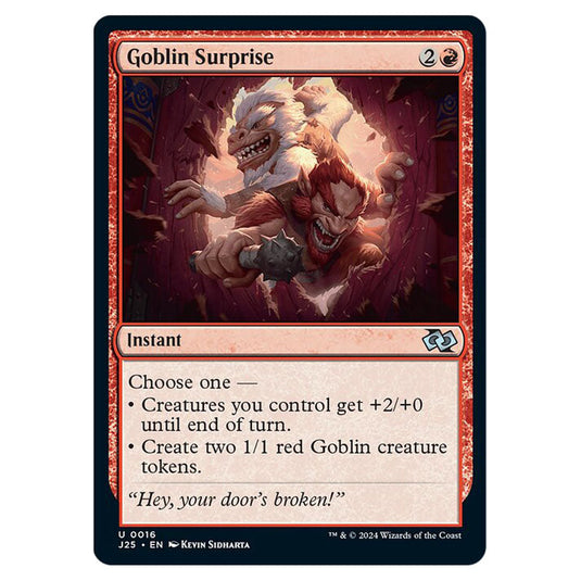 Goblin Surprise 0016 card from the Magic The Gathering set Foundations Jumpstart