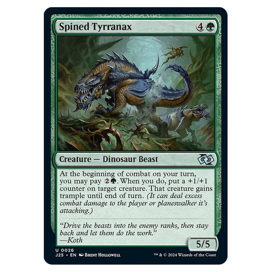 Spined Tyrranax 0026 card from the Magic The Gathering set Foundations Jumpstart