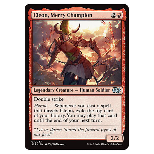 Cleon, Merry Champion 0047 card from the Magic The Gathering set Foundations Jumpstart