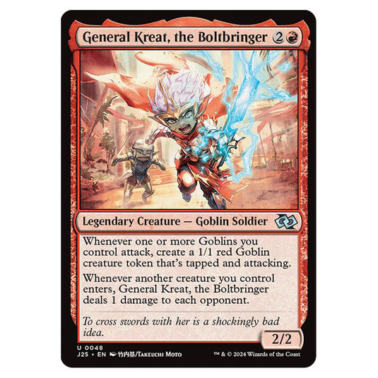 General Kreat, the Boltbringer 0048 card from the Magic The Gathering set Foundations Jumpstart