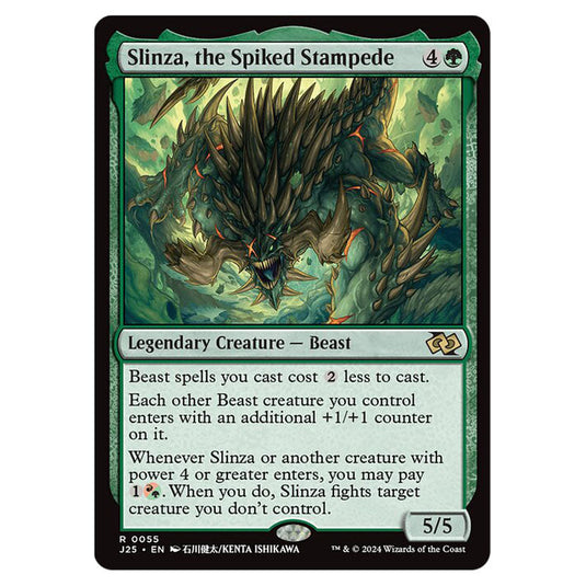 Slinza, the Spiked Stampede 0055 card from the Magic The Gathering set Foundations Jumpstart