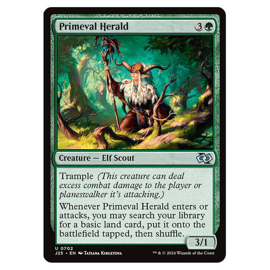 Primeval Herald 0702 card from the Magic The Gathering set Foundations Jumpstart