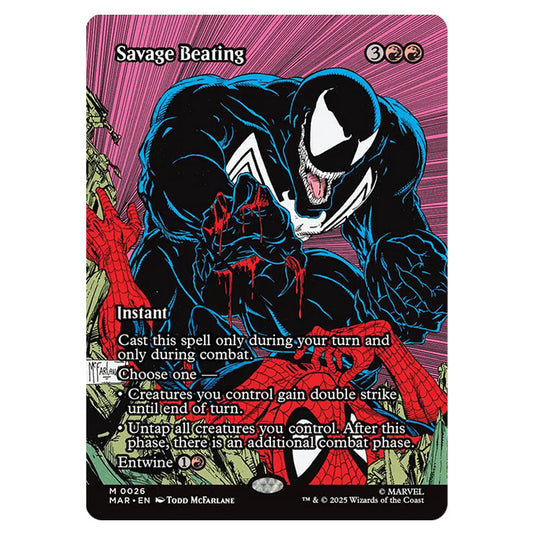 Savage Beating 0026 card from the Magic The Gathering set Marvel Universe