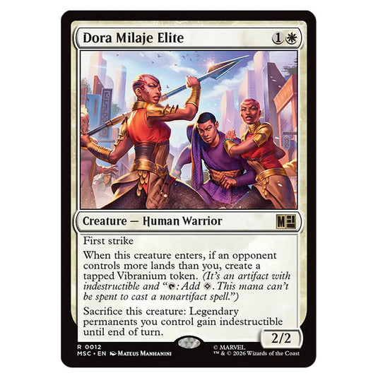 Dora Milaje Elite 0012 card from the Magic The Gathering set Marvel Super Heroes Commander