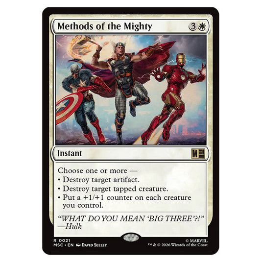 Methods of the Mighty 0021 card from the Magic The Gathering set Marvel Super Heroes Commander
