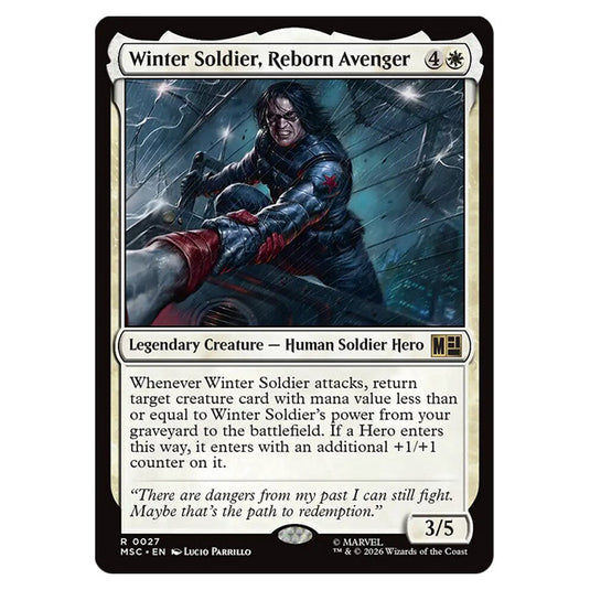 Winter Soldier, Reborn Avenger 0027 card from the Magic The Gathering set Marvel Super Heroes Commander