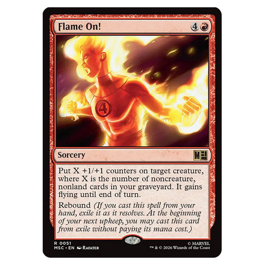 Flame On! 0051 card from the Magic The Gathering set Marvel Super Heroes Commander