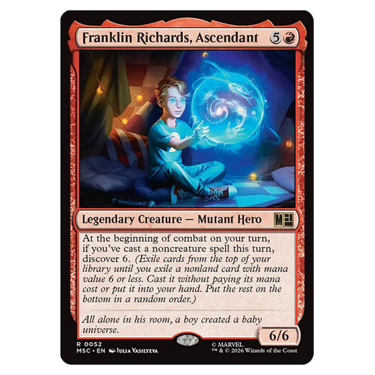 Franklin Richards, Ascendant 0052 card from the Magic The Gathering set Marvel Super Heroes Commander